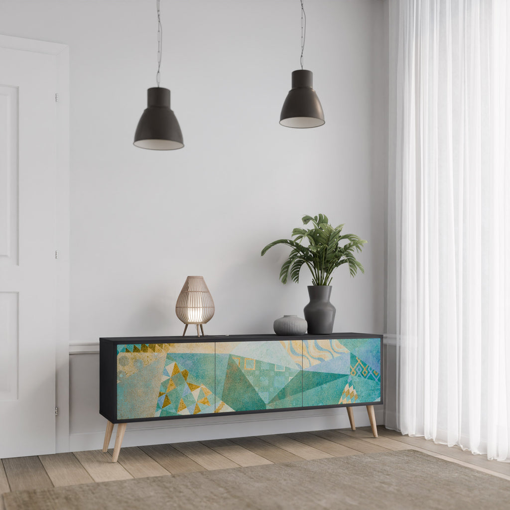 SPECTRUM SPLENDOR Móvel de TV com 3 Portas em Acabamento Preto