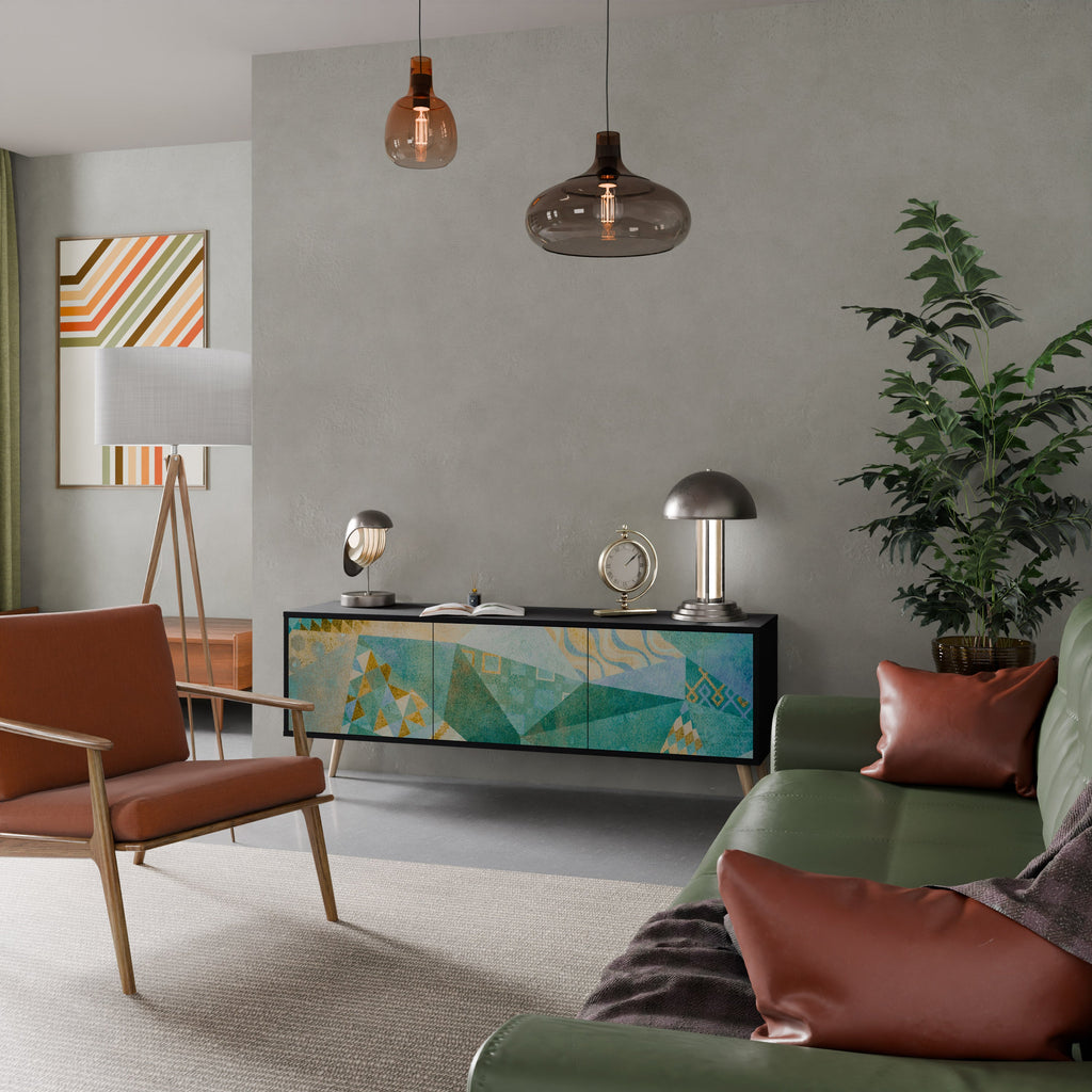 SPECTRUM SPLENDOR Móvel de TV com 3 Portas em Acabamento Preto