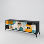ABSTRACT FACES Móvel de TV com 3 Portas em Acabamento Preto