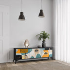 ABSTRACT FACES Móvel de TV com 3 Portas em Acabamento Preto