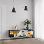 ABSTRACT FACES Móvel de TV com 3 Portas em Acabamento Preto