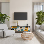 ABSTRACT FACES Móvel de TV com 3 Portas em Acabamento Preto