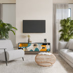 ABSTRACT FACES Móvel de TV com 3 Portas em Acabamento Preto