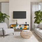 ABSTRACT FACES Móvel de TV com 3 Portas em Acabamento Preto