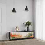 WATERCOLOUR PEAKS Móvel de TV com 3 Portas em Acabamento Preto