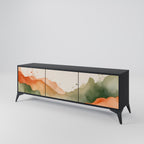 WATERCOLOUR PEAKS Móvel de TV com 3 Portas em Acabamento Preto