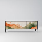 WATERCOLOUR PEAKS Móvel de TV com 3 Portas em Acabamento Preto