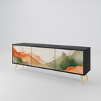 WATERCOLOUR PEAKS Móvel de TV com 3 Portas em Acabamento Preto