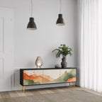 WATERCOLOUR PEAKS Móvel de TV com 3 Portas em Acabamento Preto