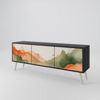 WATERCOLOUR PEAKS Móvel de TV com 3 Portas em Acabamento Preto