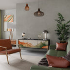 WATERCOLOUR PEAKS Móvel de TV com 3 Portas em Acabamento Preto