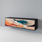 ABSTRACT LANDSCAPE Móvel de TV com 3 Portas em Acabamento Preto