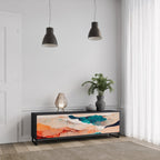ABSTRACT LANDSCAPE Móvel de TV com 3 Portas em Acabamento Preto