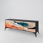 ABSTRACT LANDSCAPE Móvel de TV com 3 Portas em Acabamento Preto