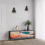 ABSTRACT LANDSCAPE Móvel de TV com 3 Portas em Acabamento Preto