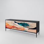 ABSTRACT LANDSCAPE Móvel de TV com 3 Portas em Acabamento Preto
