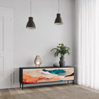 ABSTRACT LANDSCAPE Móvel de TV com 3 Portas em Acabamento Preto