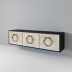HEXAGONAL SHAPES Móvel de TV com 3 Portas em Acabamento Preto