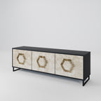 HEXAGONAL SHAPES Móvel de TV com 3 Portas em Acabamento Preto