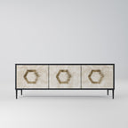 HEXAGONAL SHAPES Móvel de TV com 3 Portas em Acabamento Preto