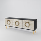 HEXAGONAL SHAPES Móvel de TV com 3 Portas em Acabamento Preto