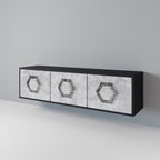 HEXAGONAL FIGURES Móvel de TV com 3 Portas em Acabamento Preto