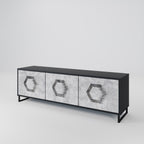 HEXAGONAL FIGURES Móvel de TV com 3 Portas em Acabamento Preto