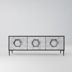 HEXAGONAL FIGURES Móvel de TV com 3 Portas em Acabamento Preto