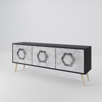 HEXAGONAL FIGURES Móvel de TV com 3 Portas em Acabamento Preto