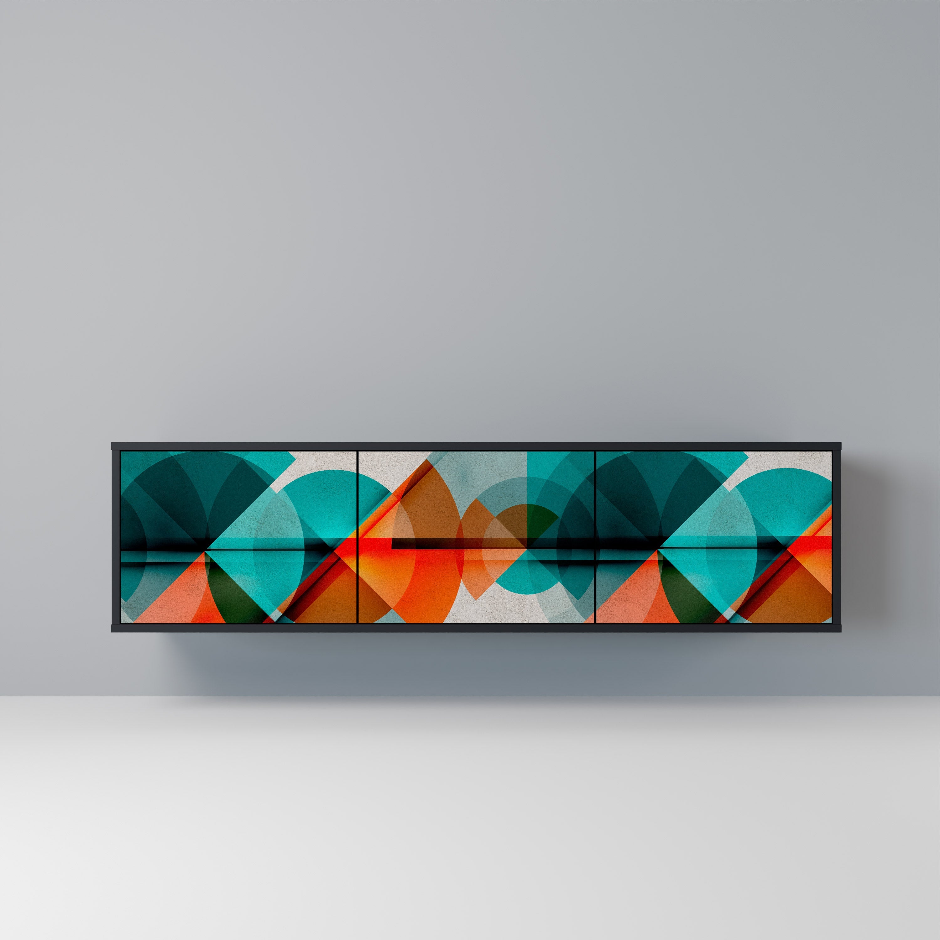 CIRCULAR RHAPSODY Móvel de TV com 3 Portas em Acabamento Preto