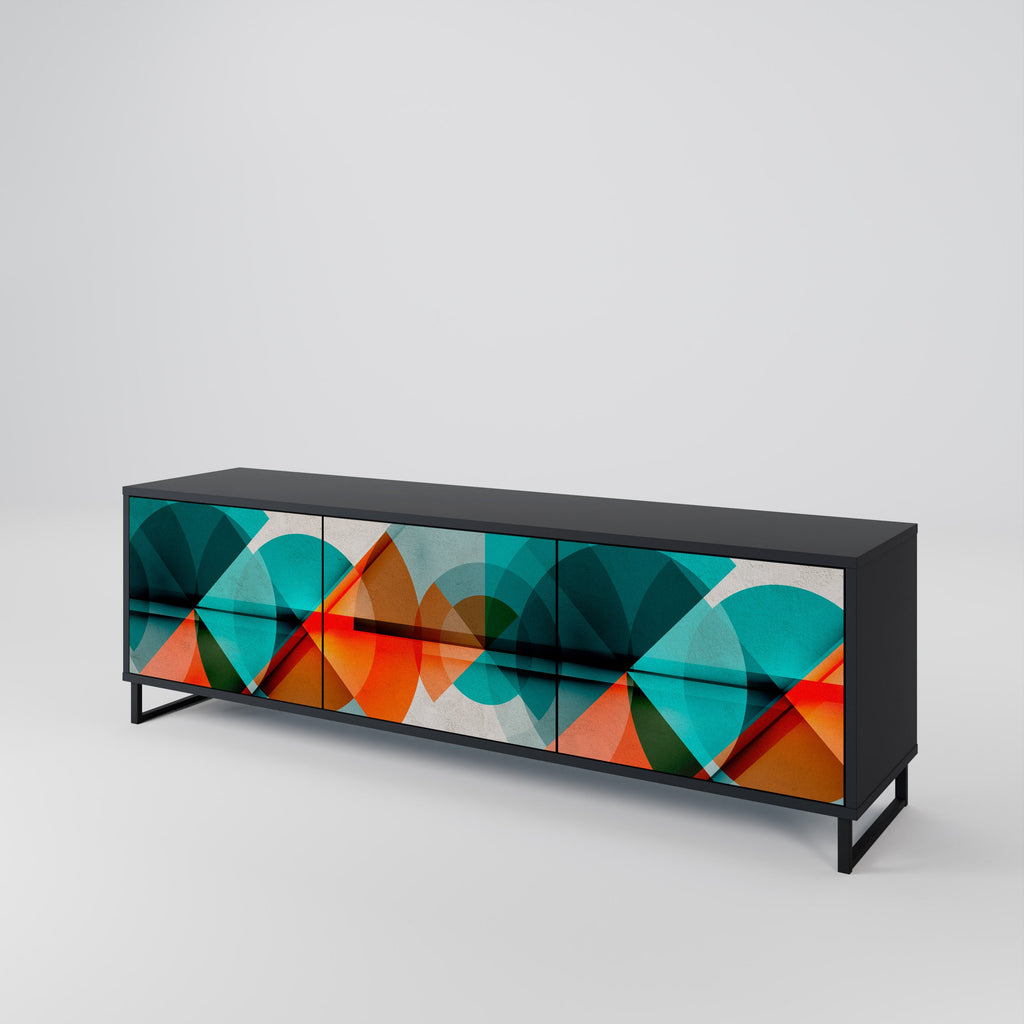 CIRCULAR RHAPSODY Móvel de TV com 3 Portas em Acabamento Preto