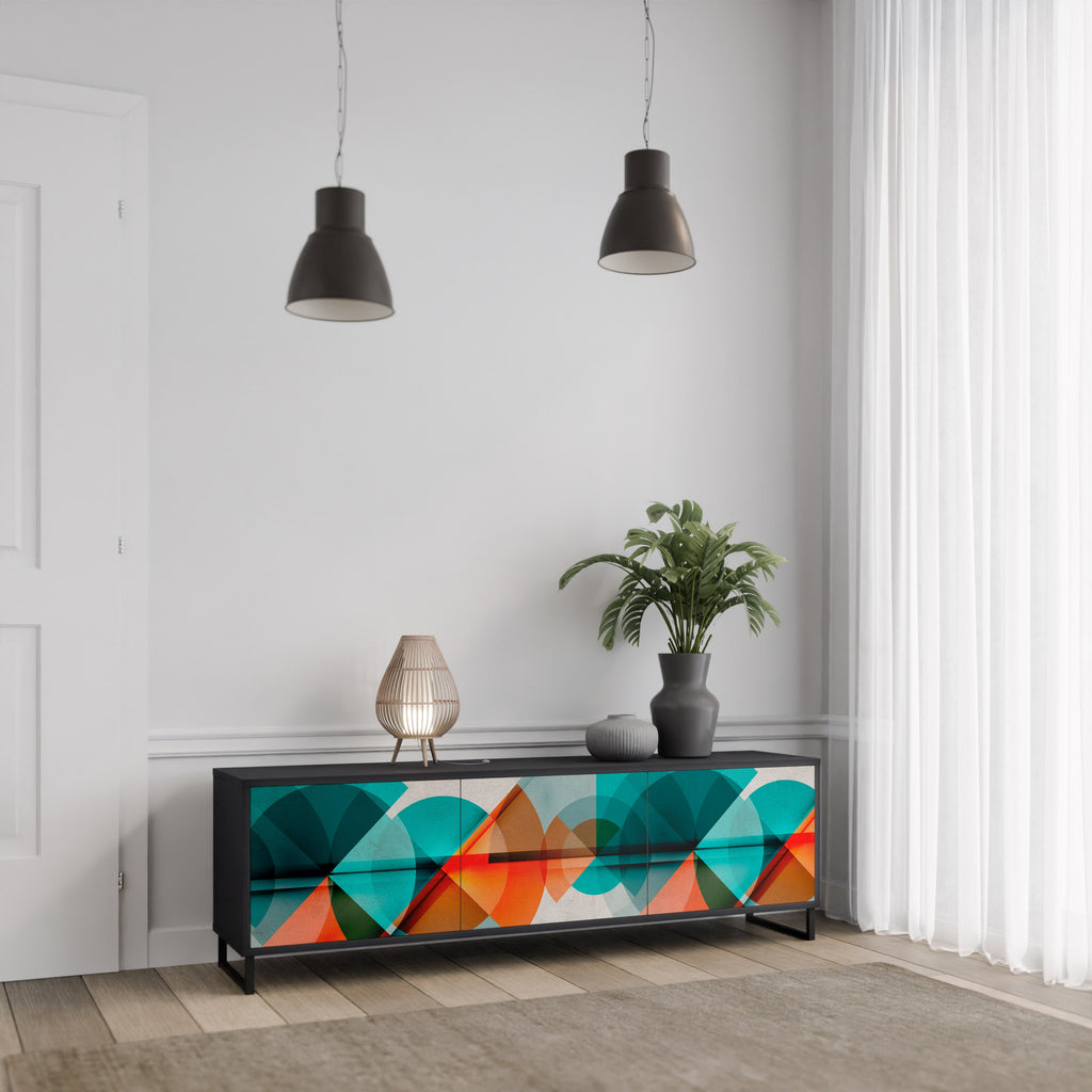 CIRCULAR RHAPSODY Móvel de TV com 3 Portas em Acabamento Preto