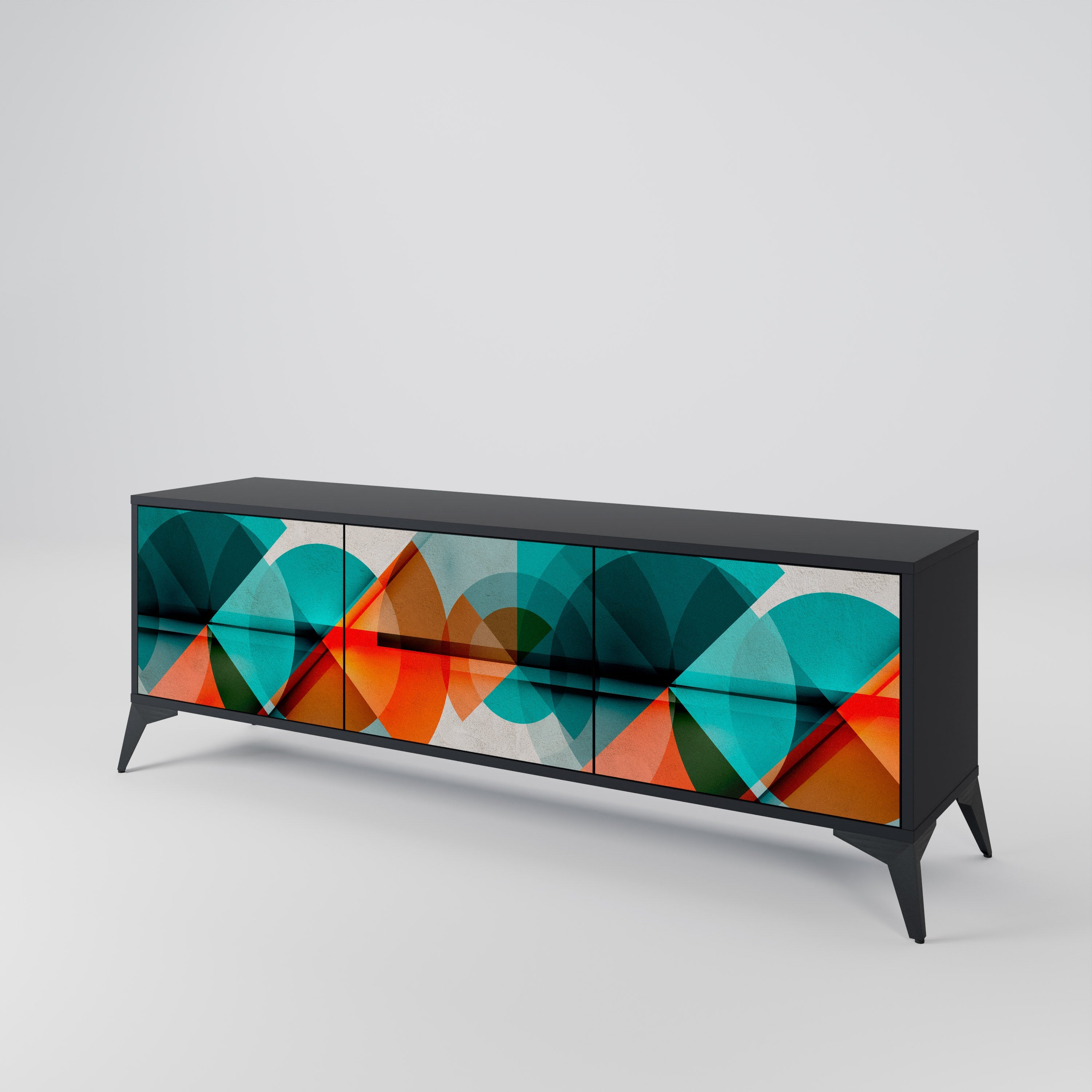 CIRCULAR RHAPSODY Móvel de TV com 3 Portas em Acabamento Preto