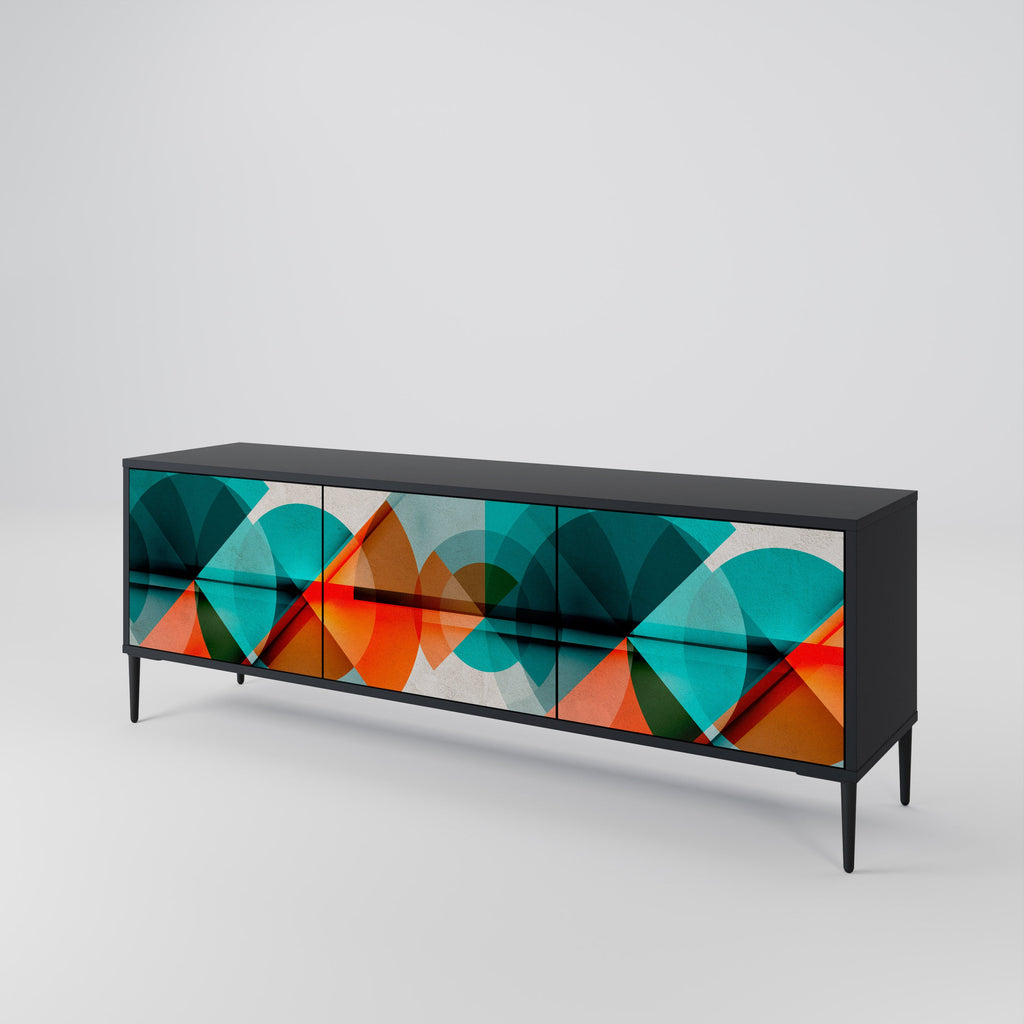 CIRCULAR RHAPSODY Móvel de TV com 3 Portas em Acabamento Preto