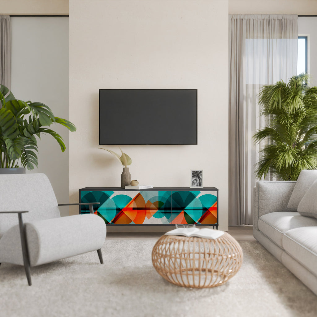 CIRCULAR RHAPSODY Móvel de TV com 3 Portas em Acabamento Preto