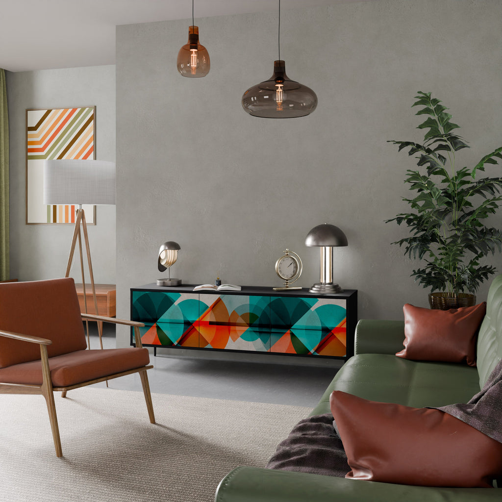 CIRCULAR RHAPSODY Móvel de TV com 3 Portas em Acabamento Preto