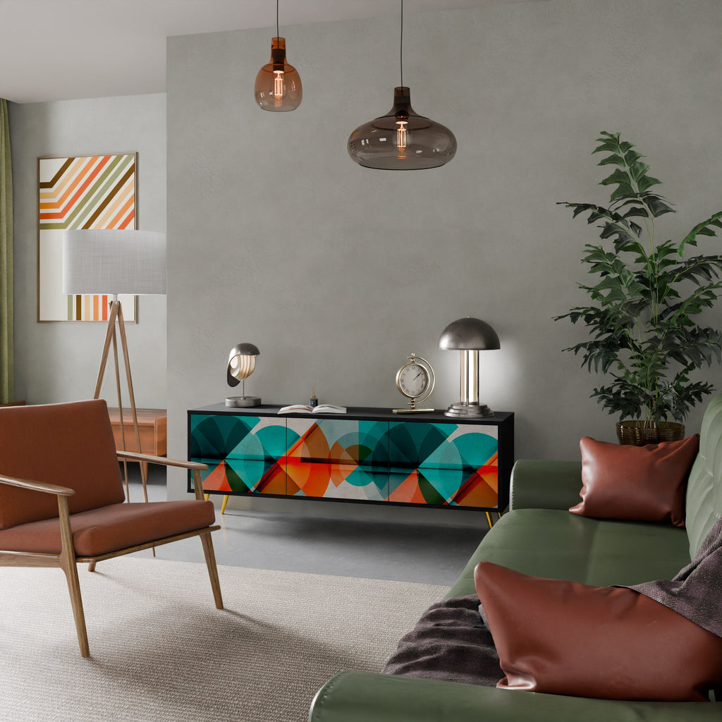 CIRCULAR RHAPSODY Móvel de TV com 3 Portas em Acabamento Preto