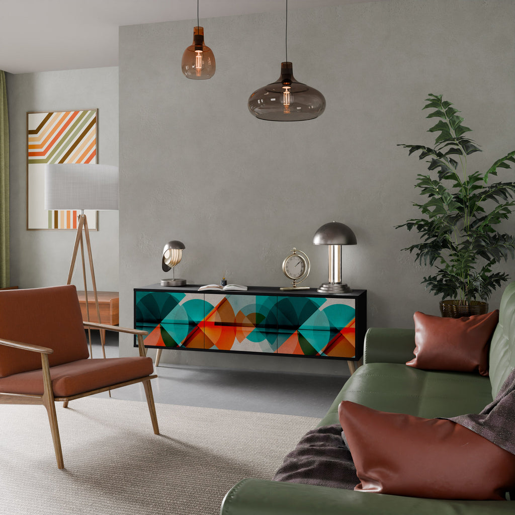 CIRCULAR RHAPSODY Móvel de TV com 3 Portas em Acabamento Preto