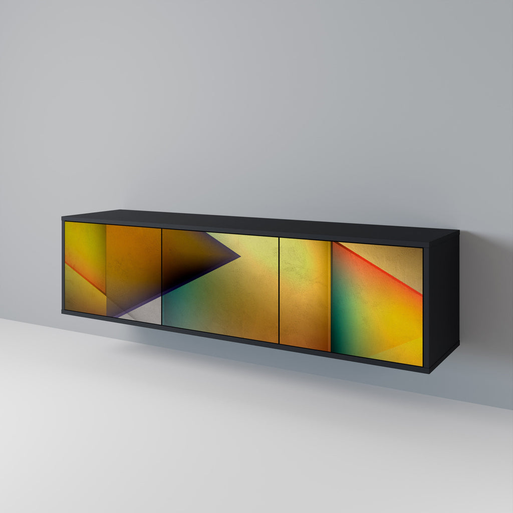 PIERCING SHARPNESS Móvel de TV com 3 Portas em Acabamento Preto