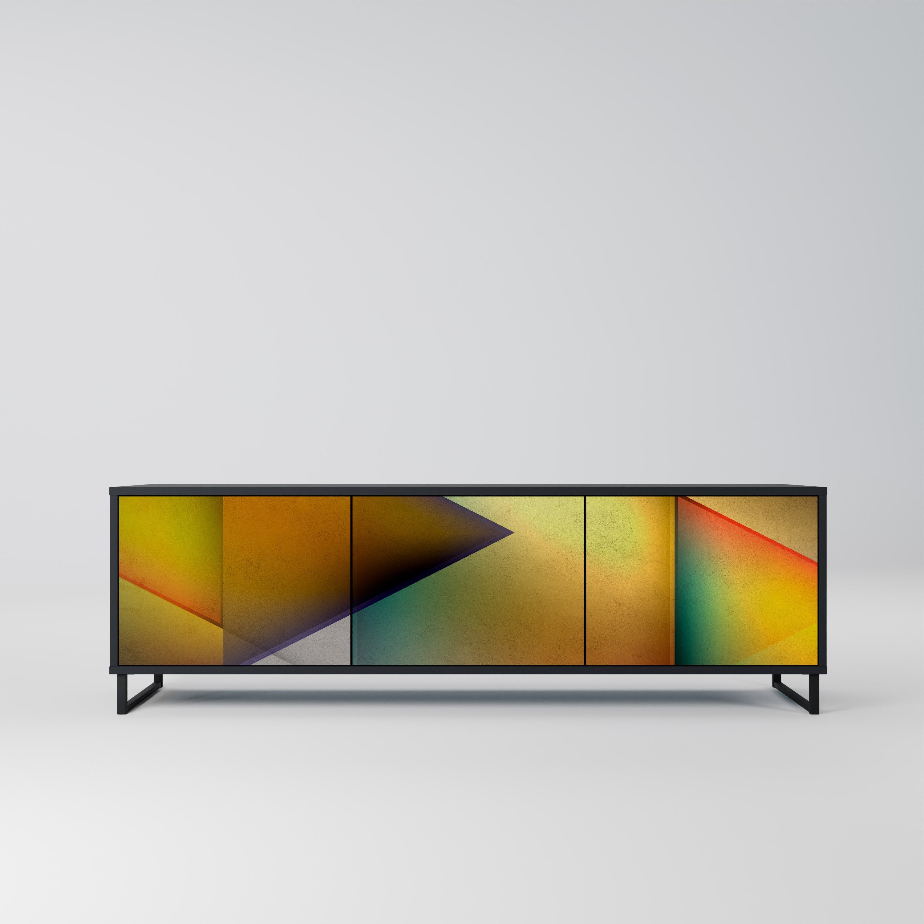 PIERCING SHARPNESS Móvel de TV com 3 Portas em Acabamento Preto