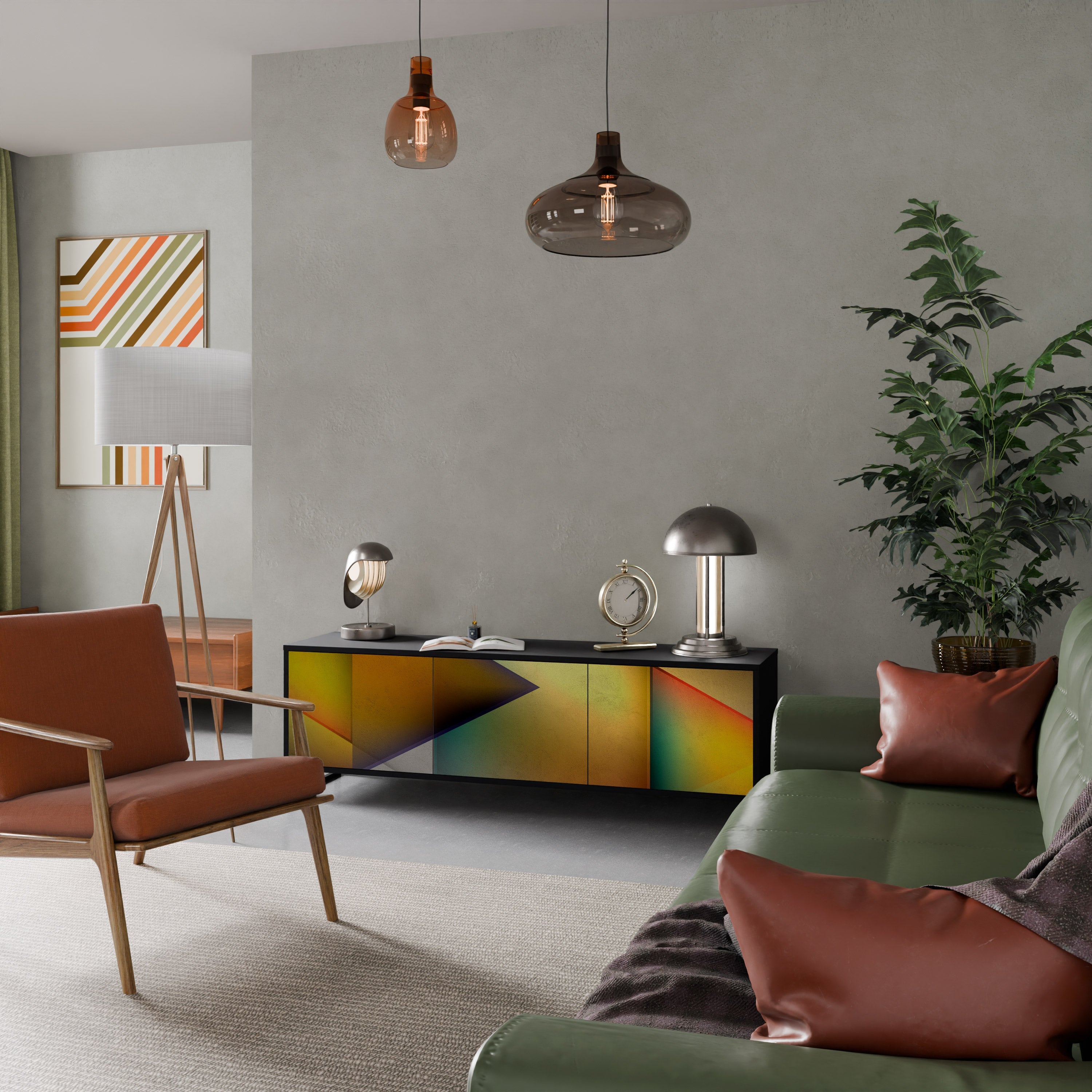 PIERCING SHARPNESS Móvel de TV com 3 Portas em Acabamento Preto