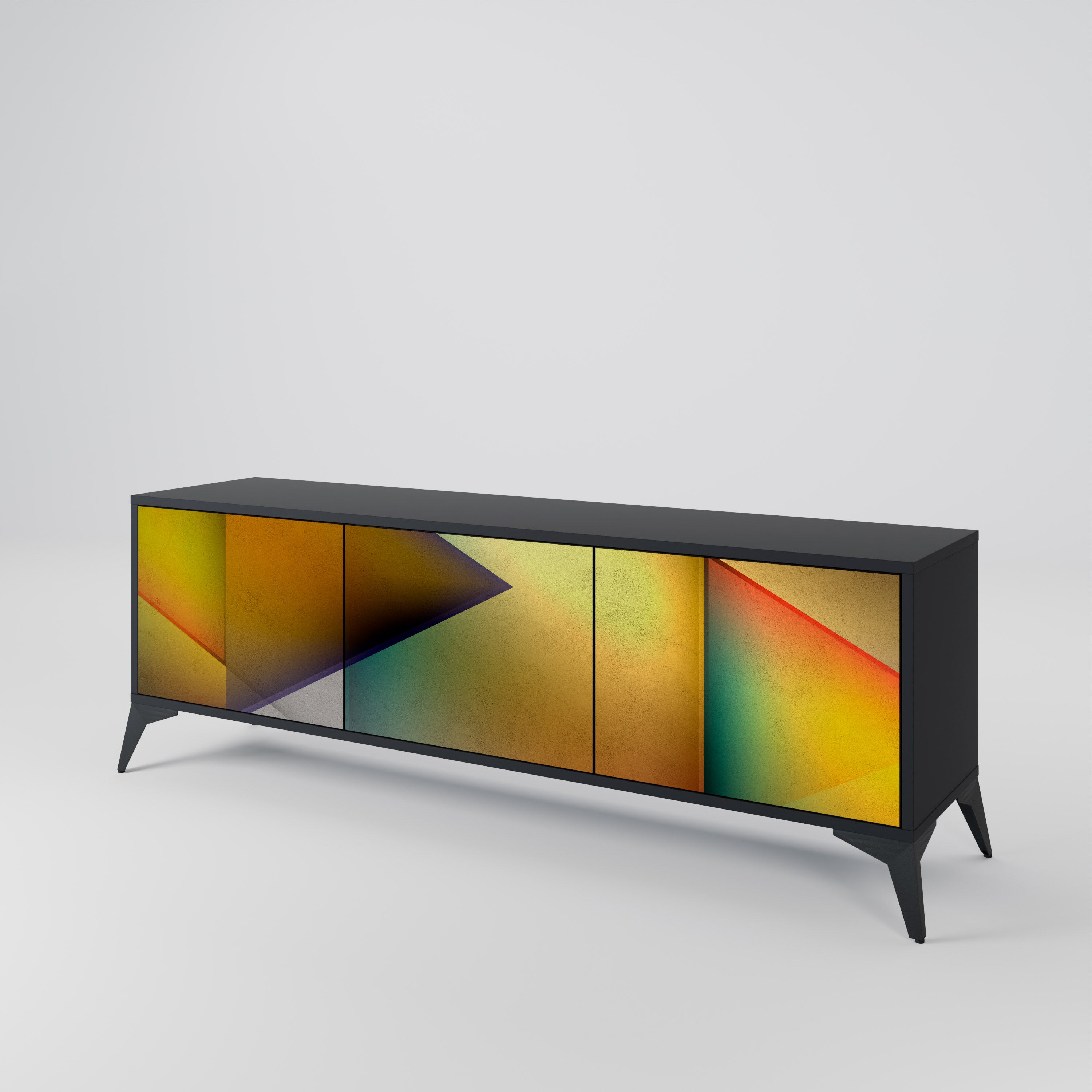 PIERCING SHARPNESS Móvel de TV com 3 Portas em Acabamento Preto