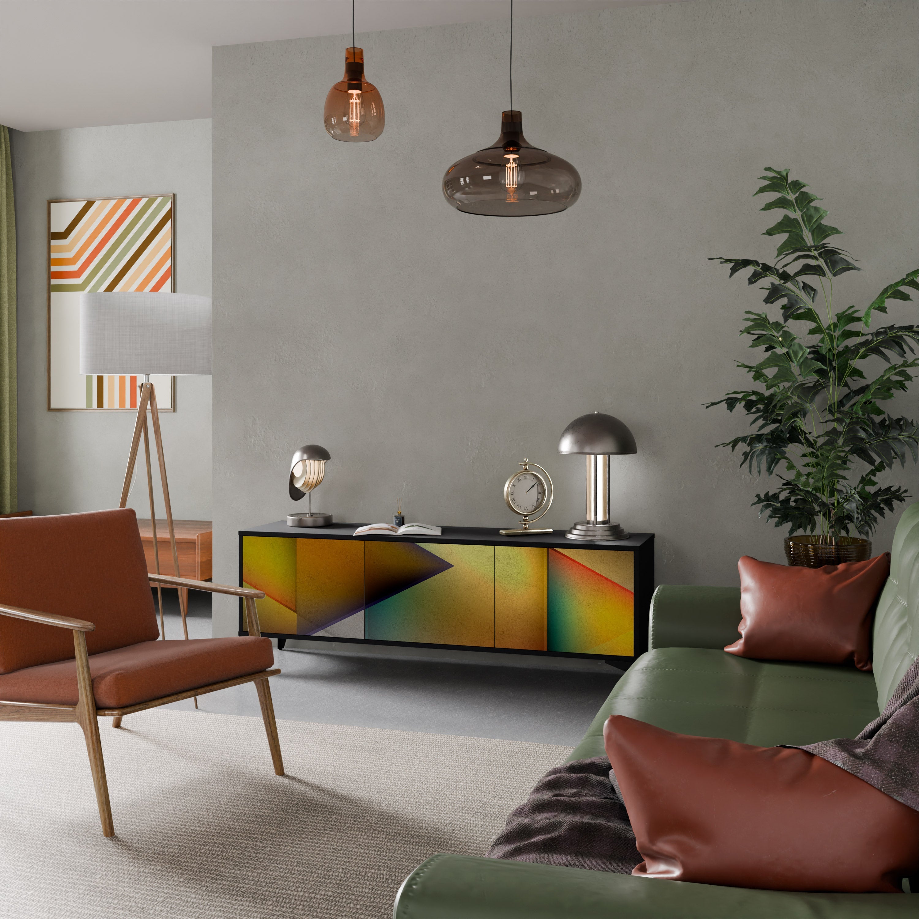 PIERCING SHARPNESS Móvel de TV com 3 Portas em Acabamento Preto