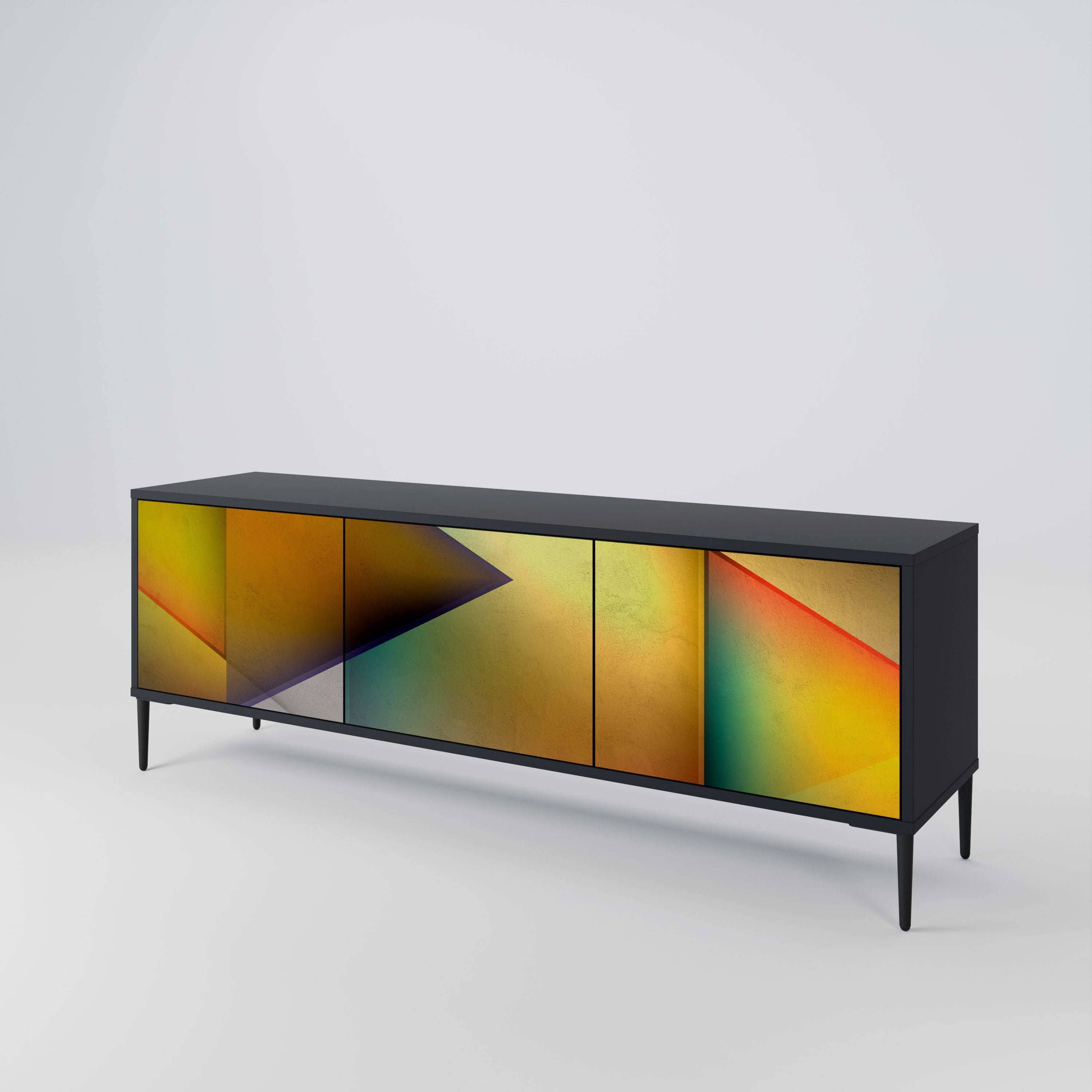 PIERCING SHARPNESS Móvel de TV com 3 Portas em Acabamento Preto