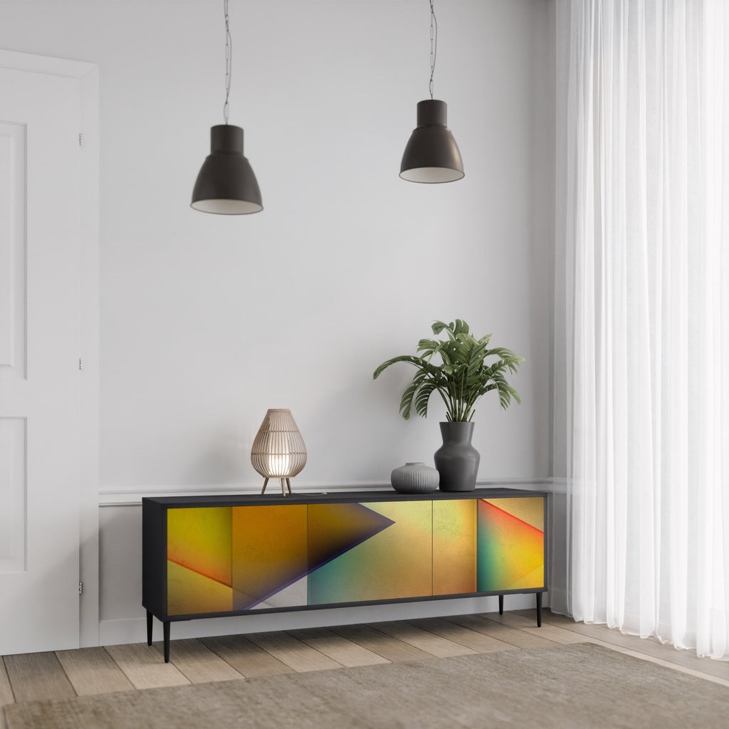 PIERCING SHARPNESS Móvel de TV com 3 Portas em Acabamento Preto