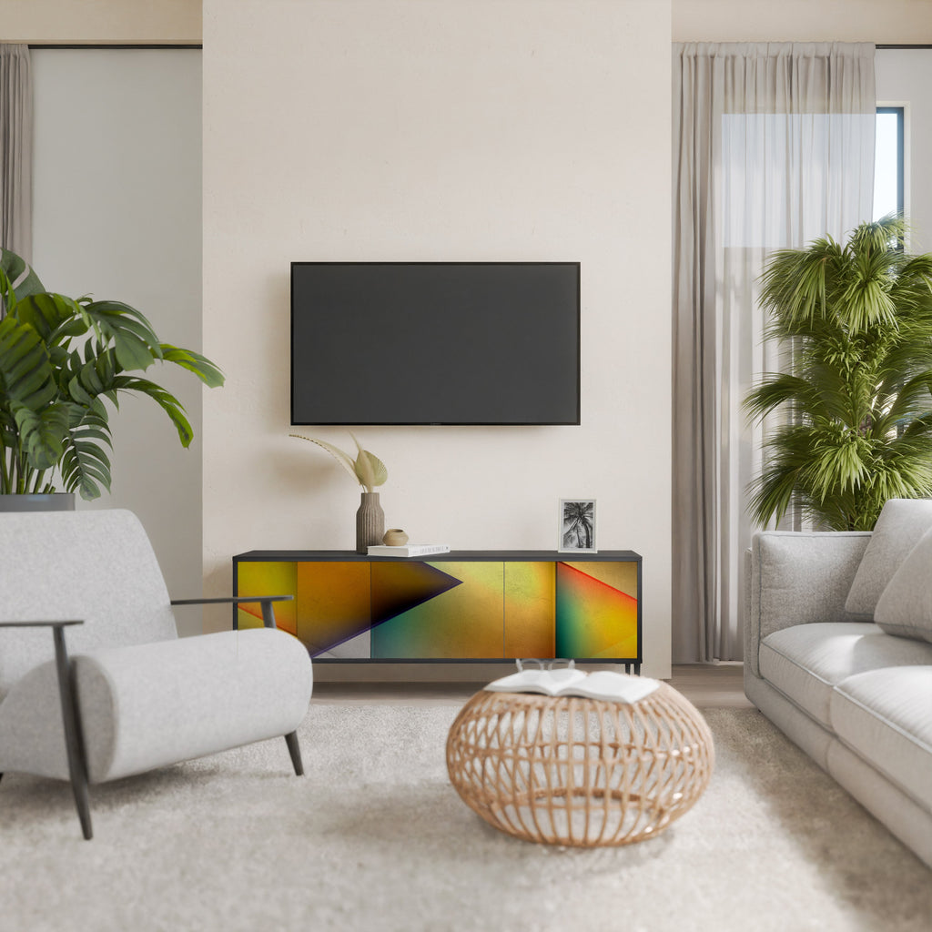 PIERCING SHARPNESS Móvel de TV com 3 Portas em Acabamento Preto