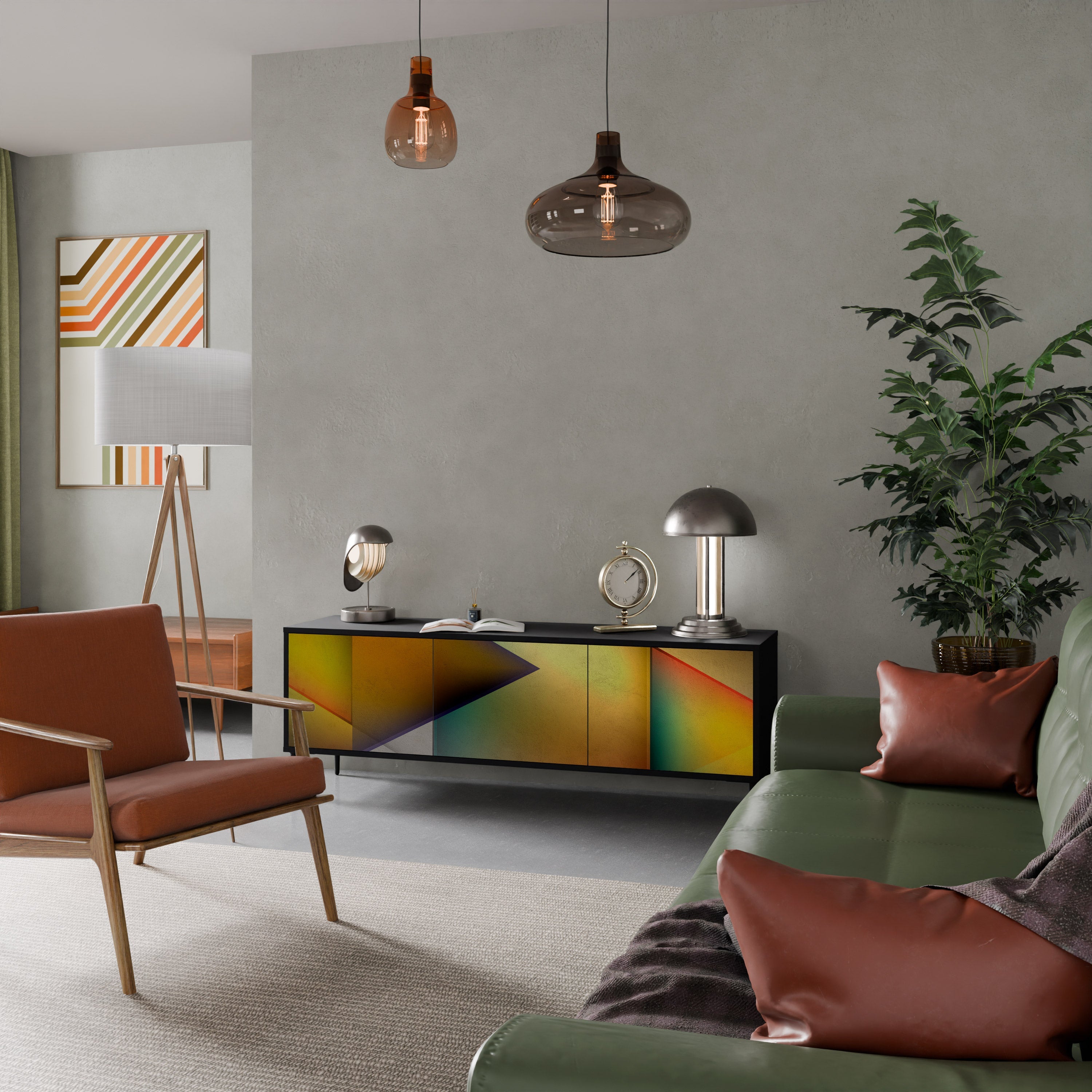 PIERCING SHARPNESS Móvel de TV com 3 Portas em Acabamento Preto