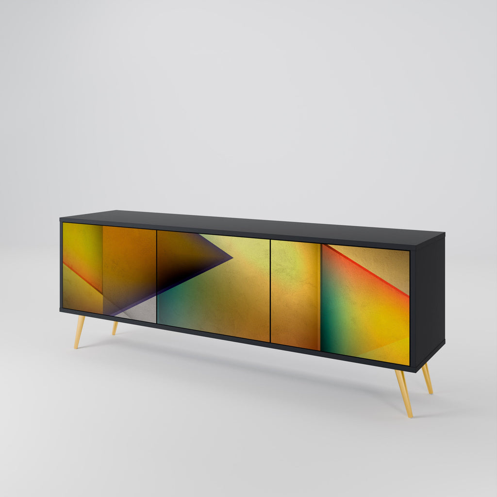 PIERCING SHARPNESS Móvel de TV com 3 Portas em Acabamento Preto