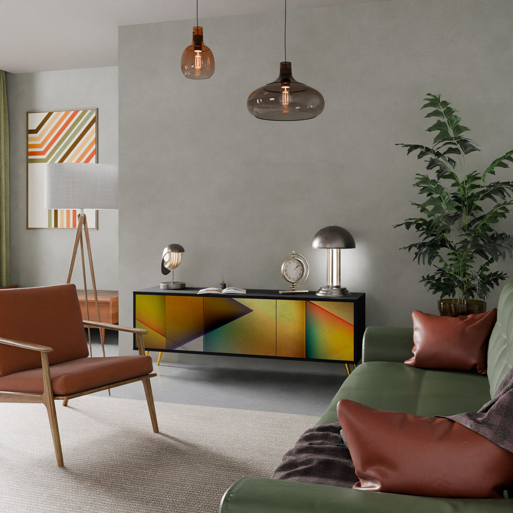 PIERCING SHARPNESS Móvel de TV com 3 Portas em Acabamento Preto