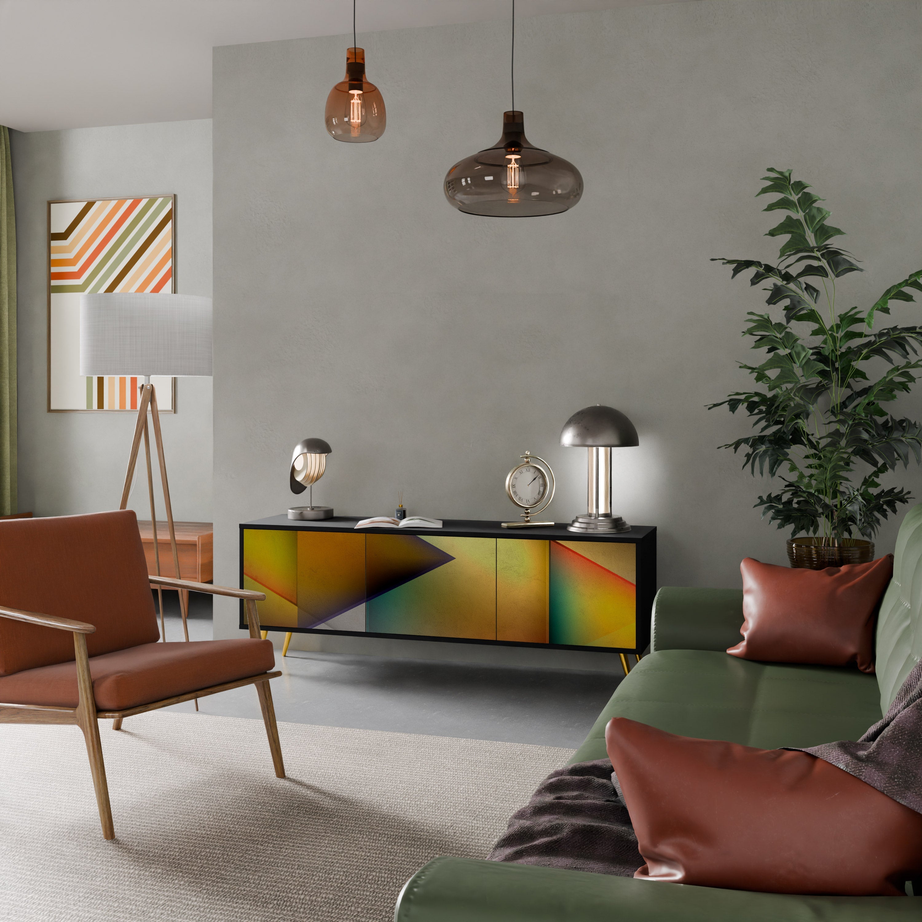 PIERCING SHARPNESS Móvel de TV com 3 Portas em Acabamento Preto